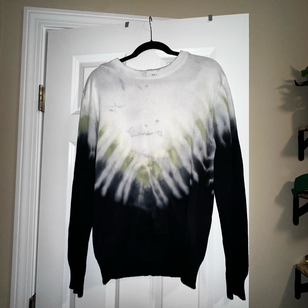 Black, White & Green Tie-Dye Sweater